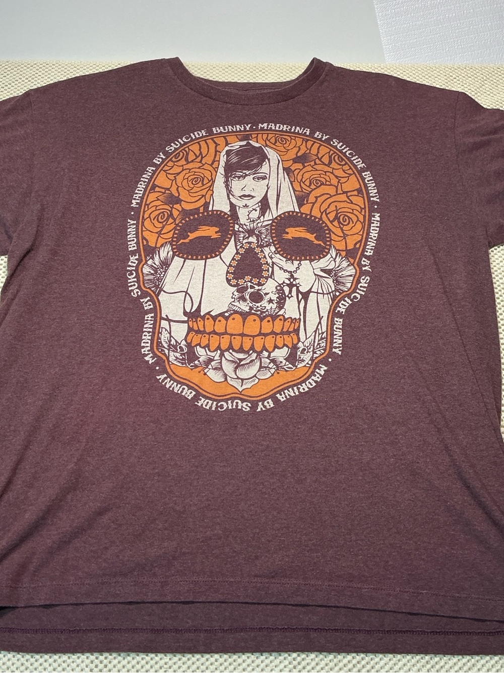Suicide Bunny “Madrina” Graphic Tee Women’s XL Purple Gothic Sugar Skull